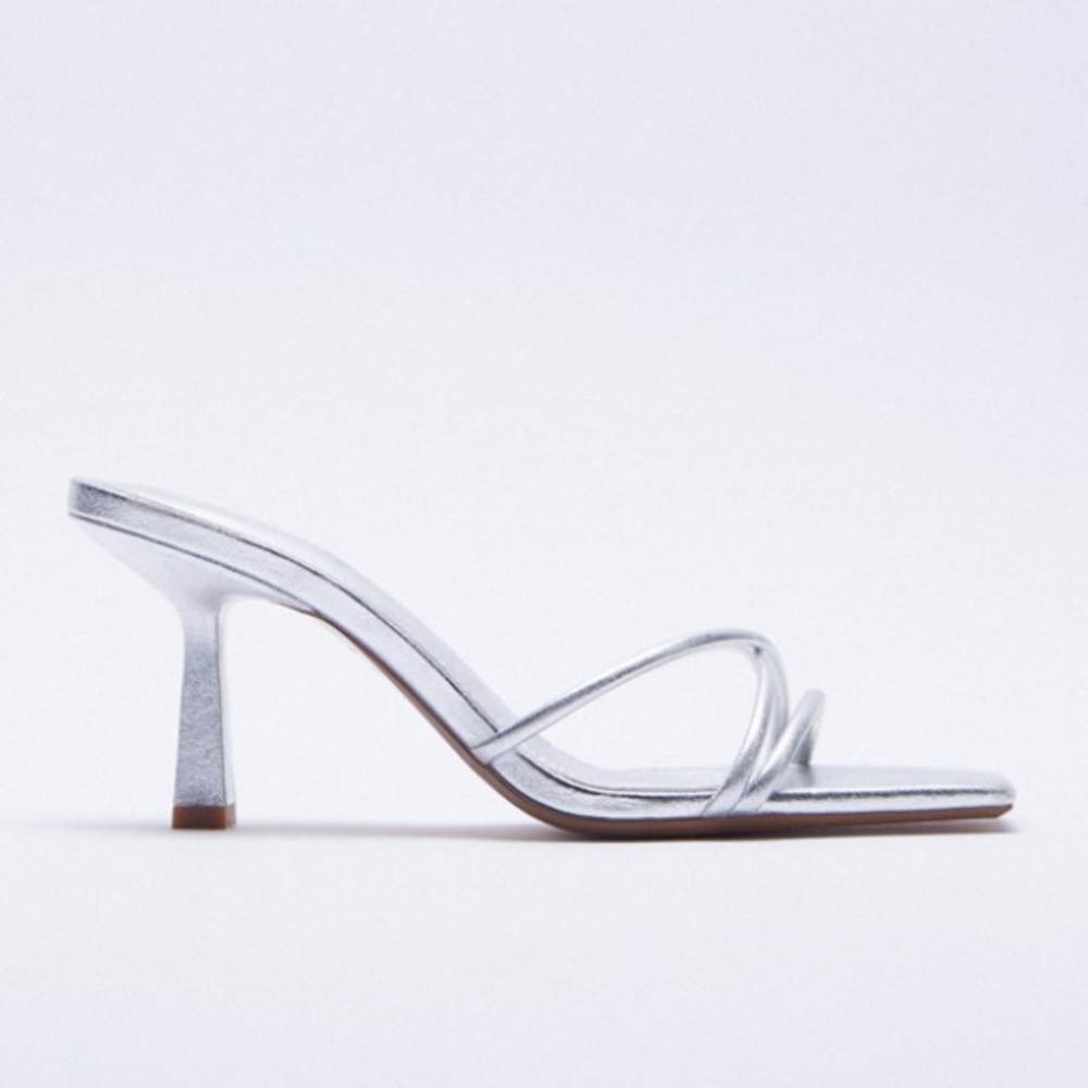 Zara Metallic Strappy Healed Sandals